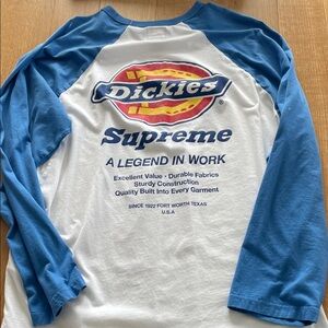 Dickies Blue and White Raglan Long Sleeve